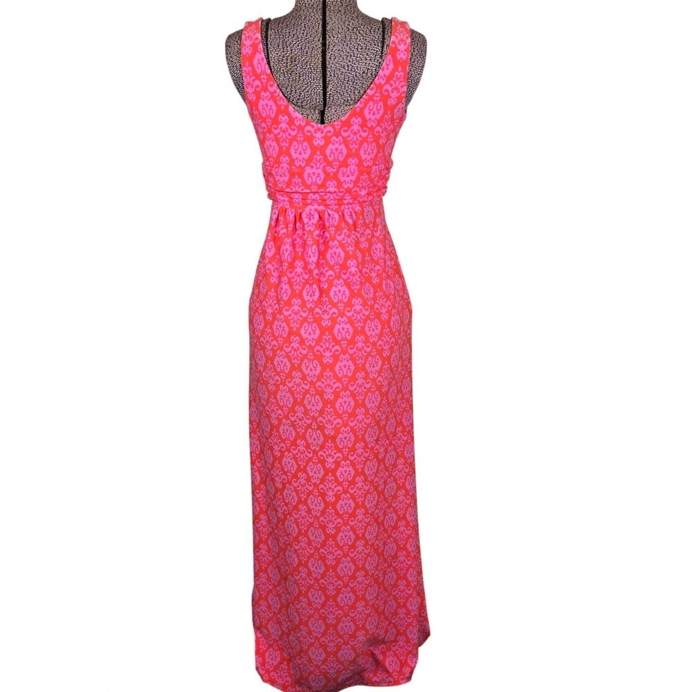 Jude Connally Womens Maxi Dress. Orange Base With Pink Medallion Design. Size XS - Picture 3 of 8